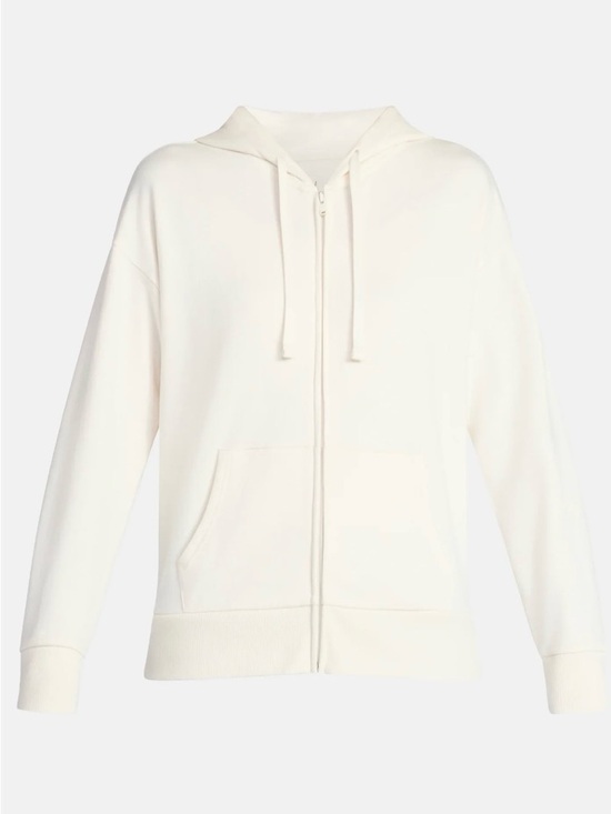 Women's Zip Front Fleece Hoodie Jacket. OATMEAL HEATHER - Picture 3 of 4